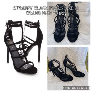 Black strappy heels